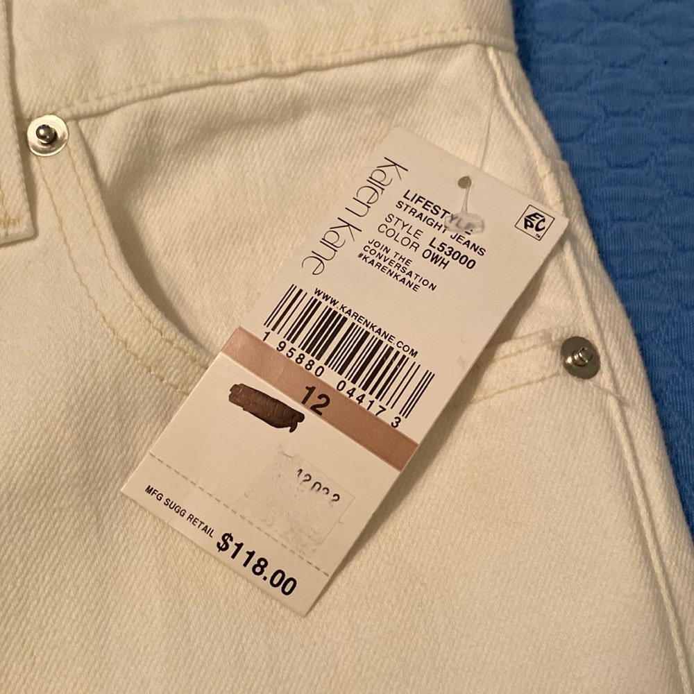 Karen Kane white jeans never worn